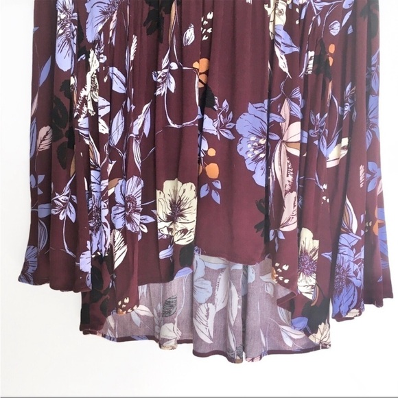 Free People Wine Floral Bella Tunic Sz S EUC - Picture 3 of 10